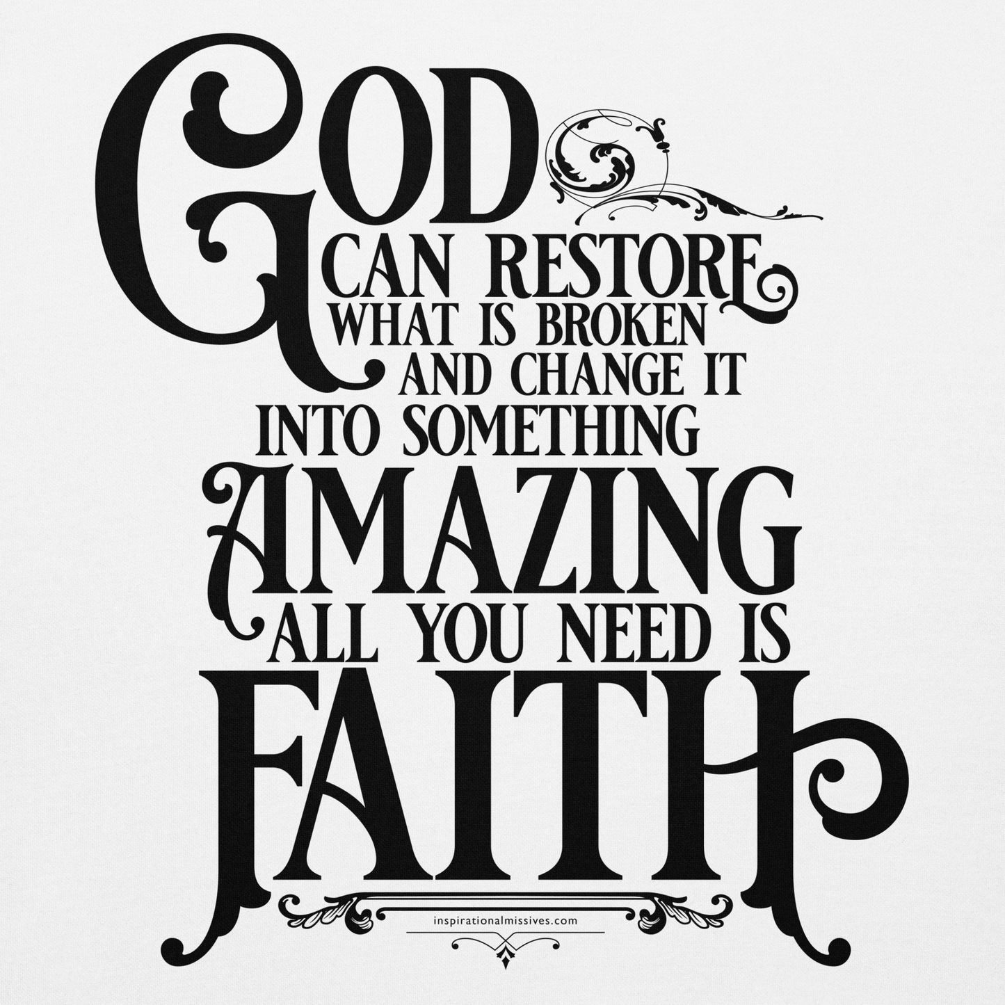 God Restores with Faith Black Text Unisex Hoodie
