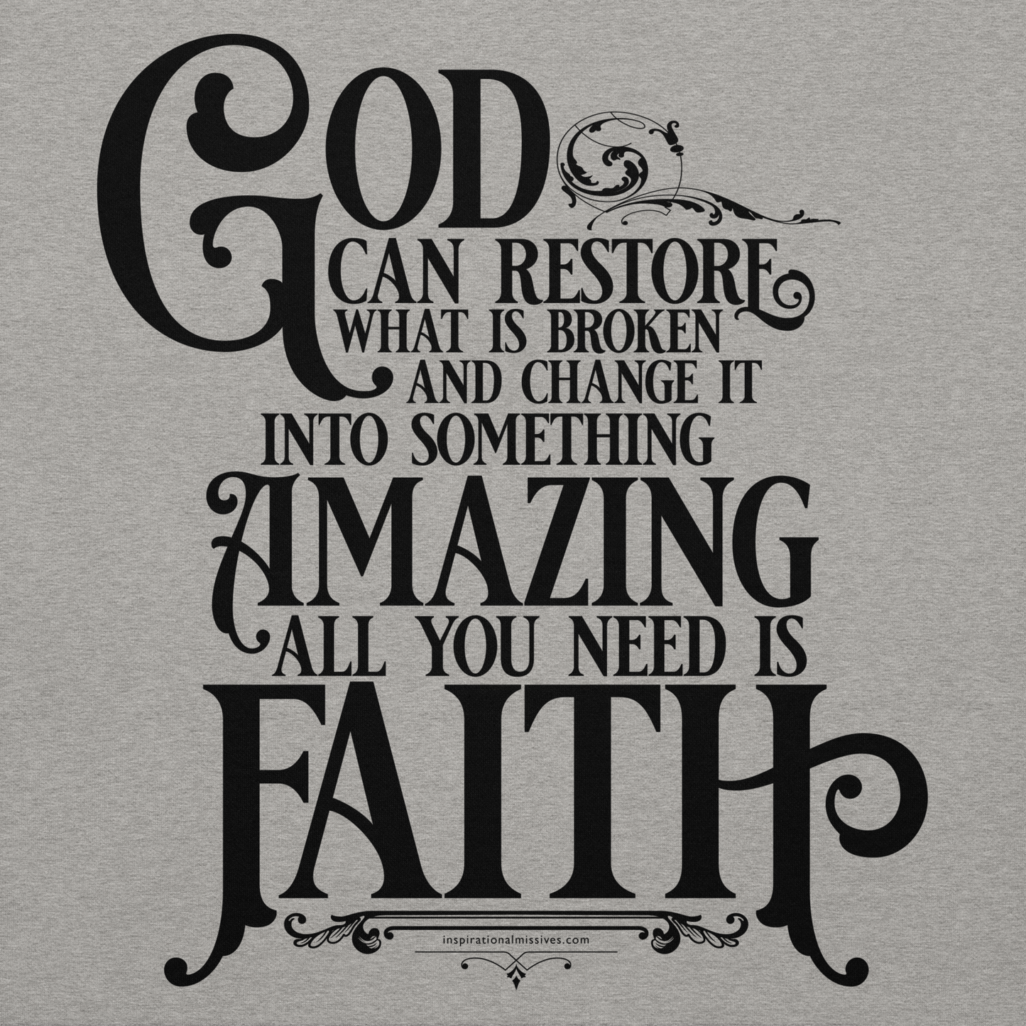 God Restores with Faith Black Text Unisex Hoodie