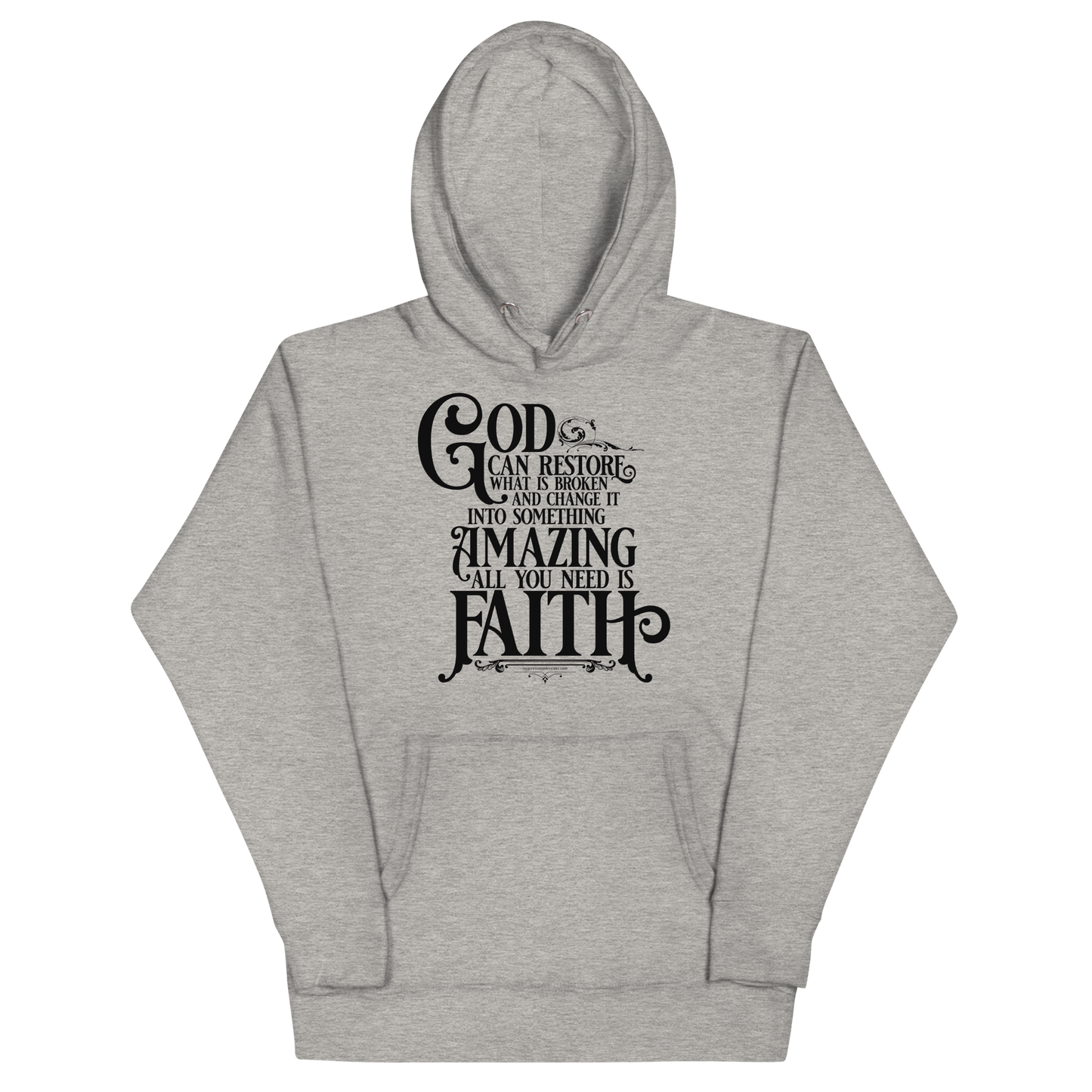 God Restores with Faith Black Text Unisex Hoodie
