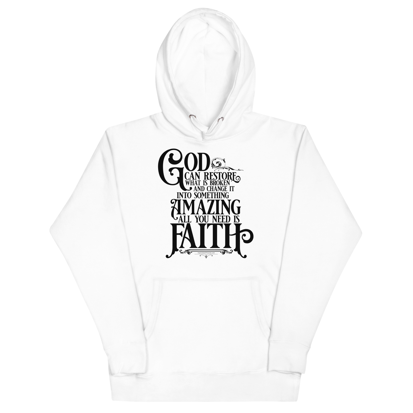 God Restores with Faith Black Text Unisex Hoodie