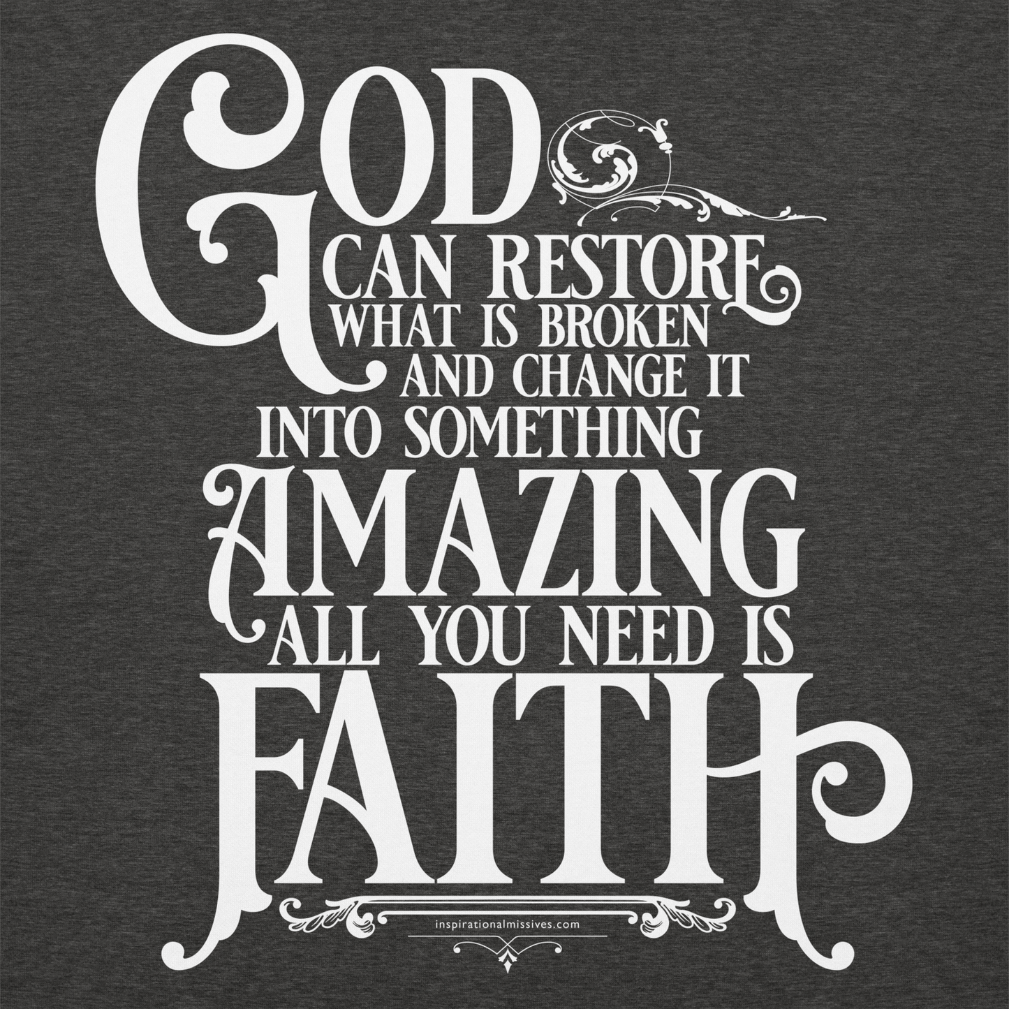 God Restores with Faith White Text Unisex Hoodie