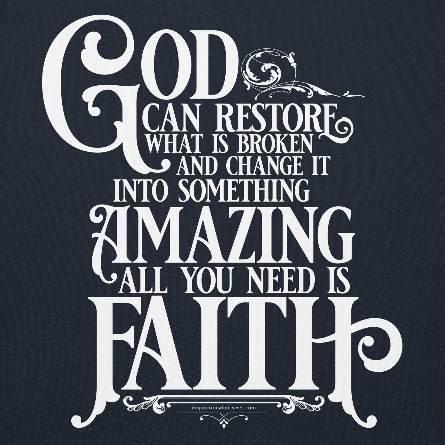 God Restores with Faith White Text Unisex Hoodie