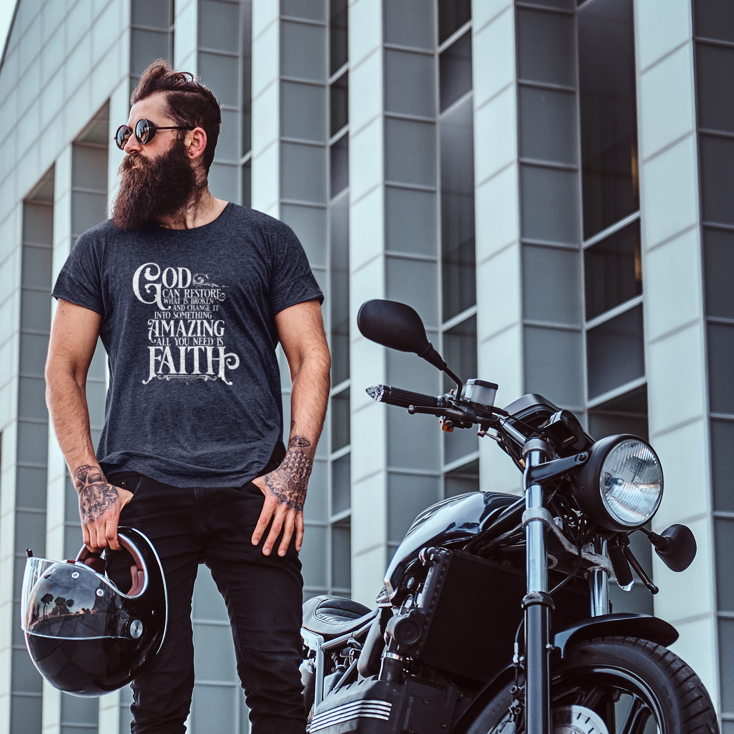 God Restores with Faith White Text Short-Sleeve Unisex T-Shirt