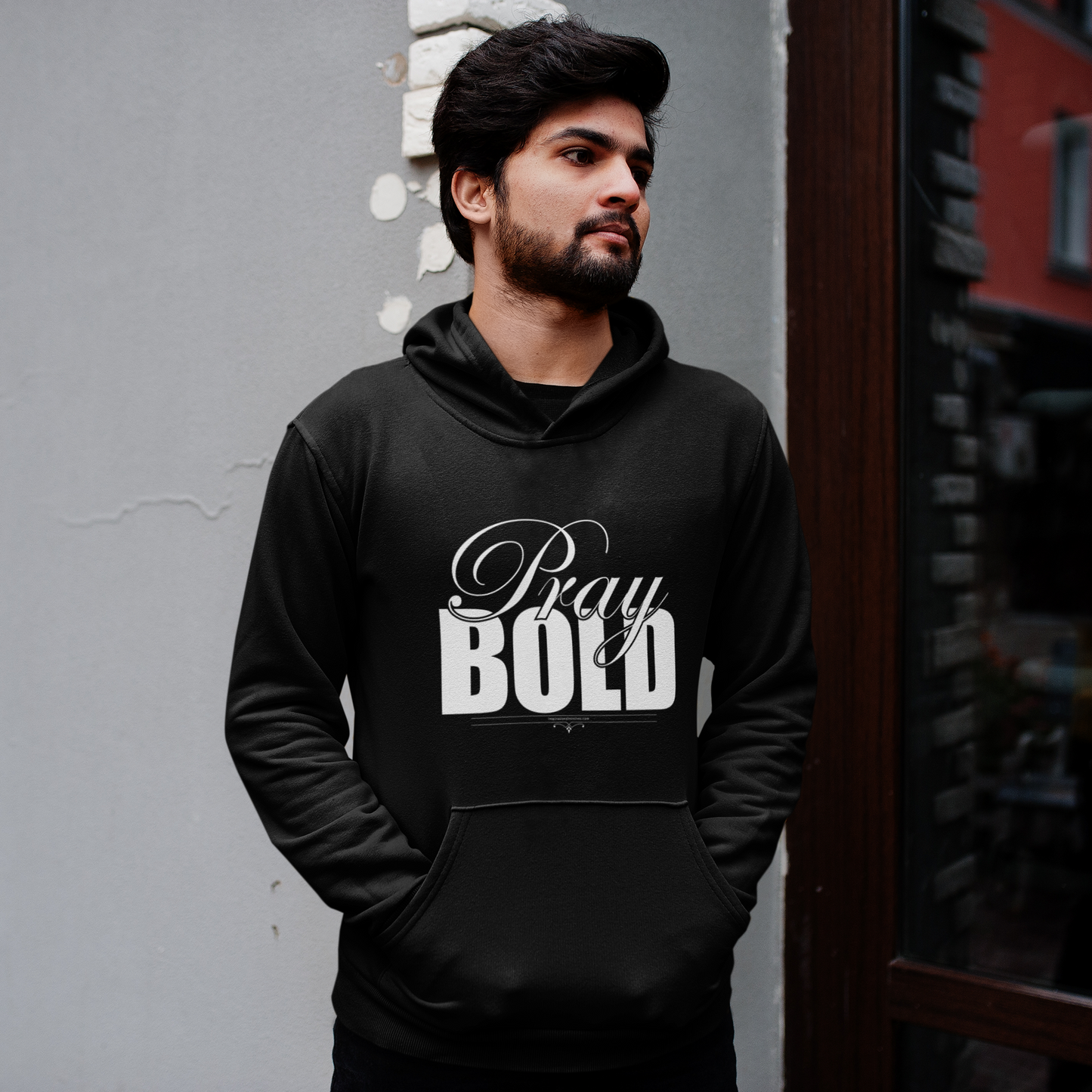 Pray Bold White Text Unisex Hoodie